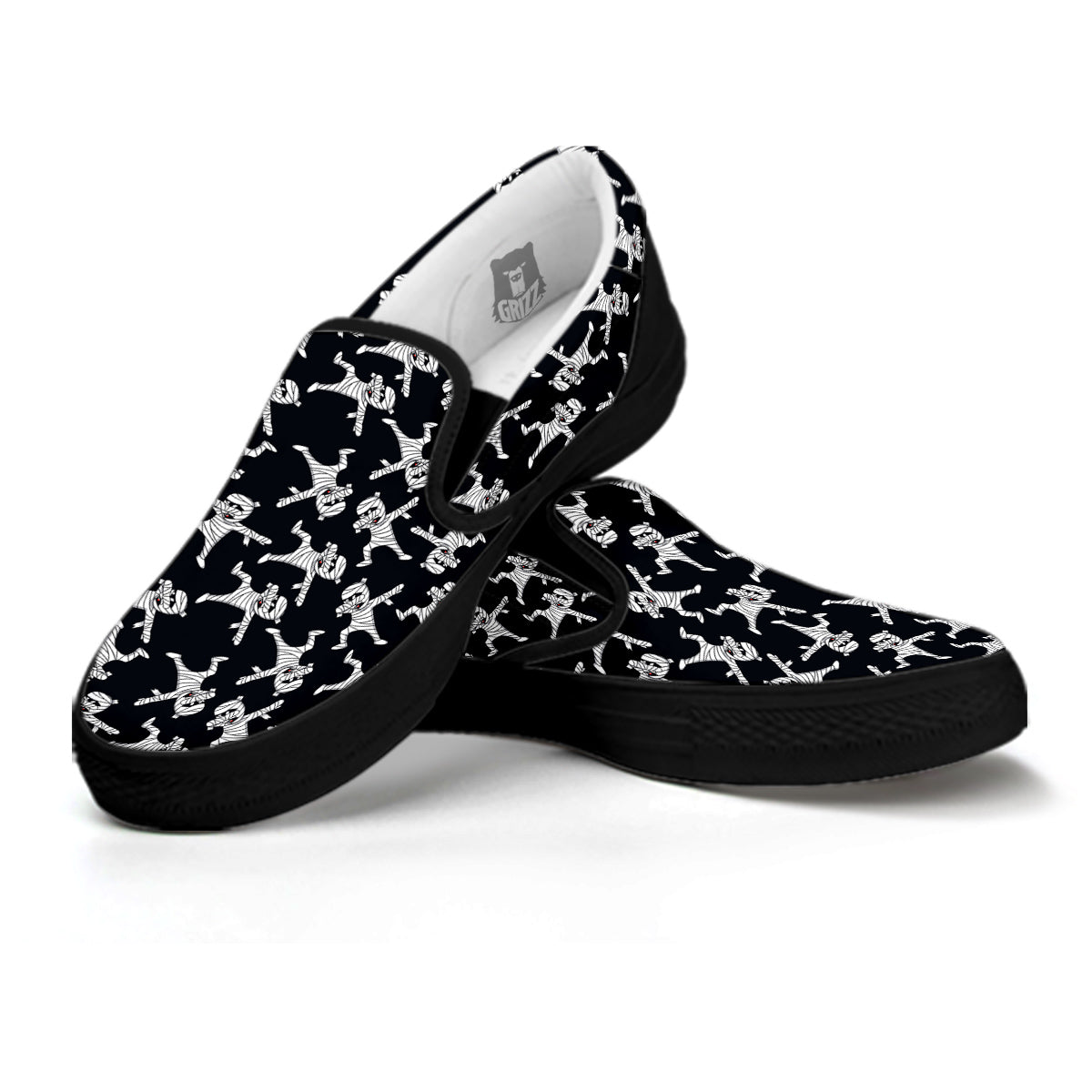 Mummy Cute Print Pattern Black Slip On Shoes-grizzshop