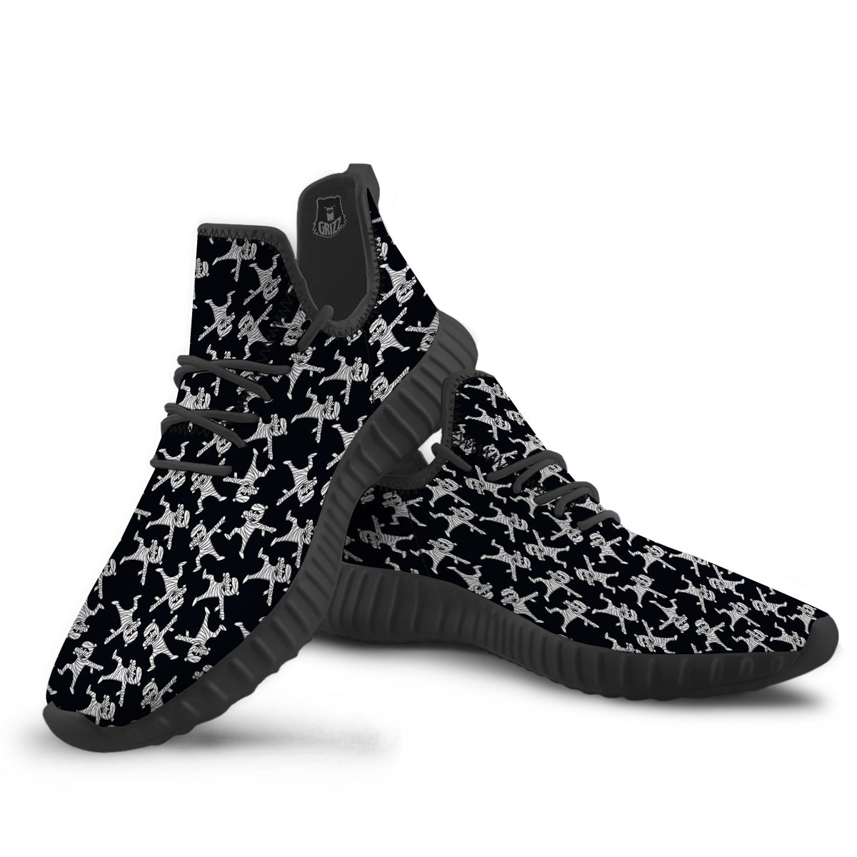 Mummy Cute Print Pattern Black Walking Shoes-grizzshop