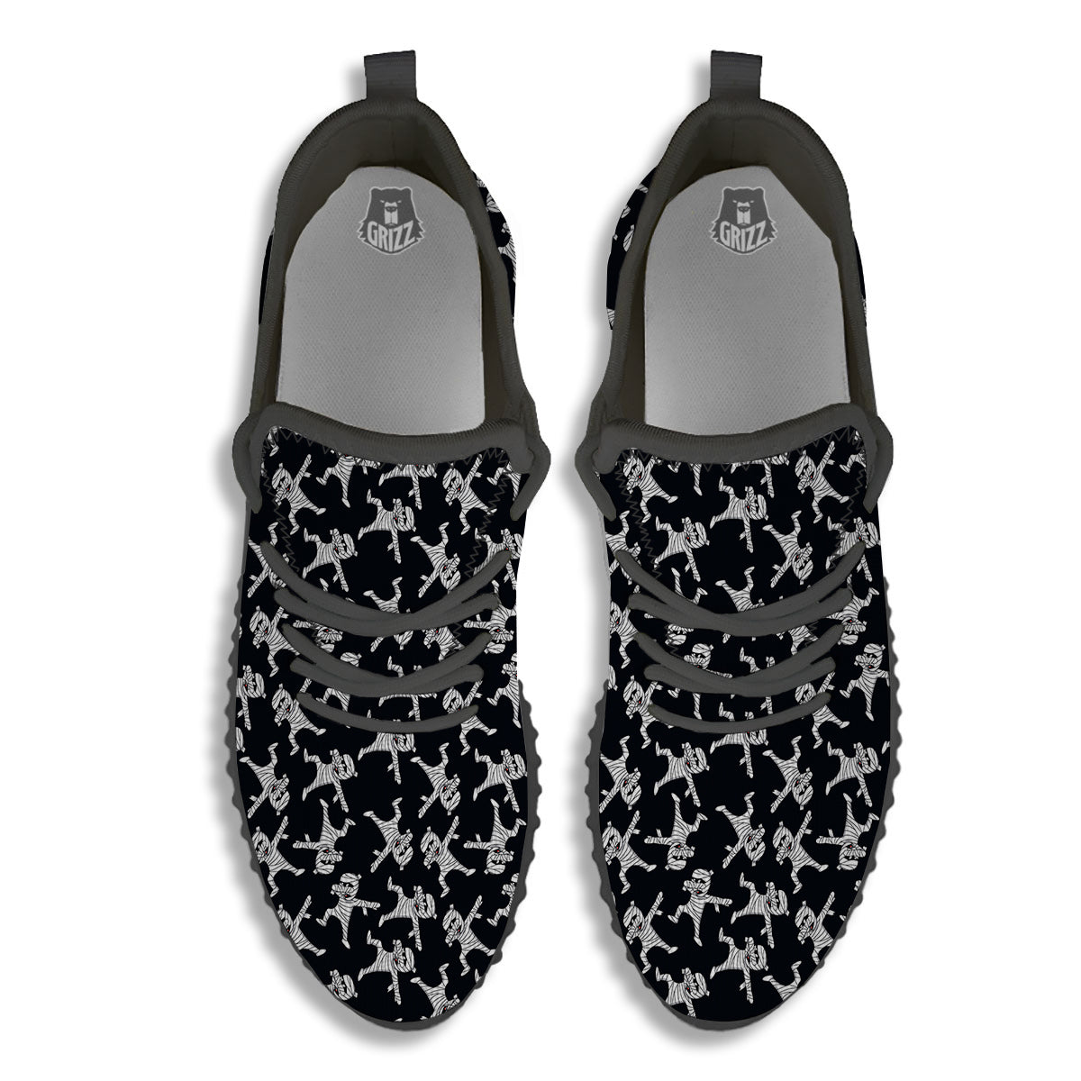 Mummy Cute Print Pattern Black Walking Shoes-grizzshop