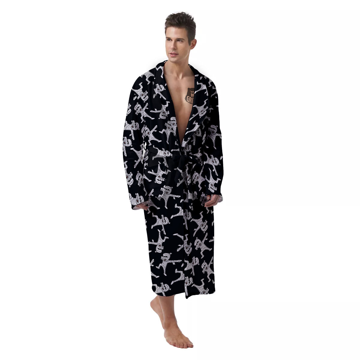 Mummy Cute Print Pattern Men's Robe-grizzshop