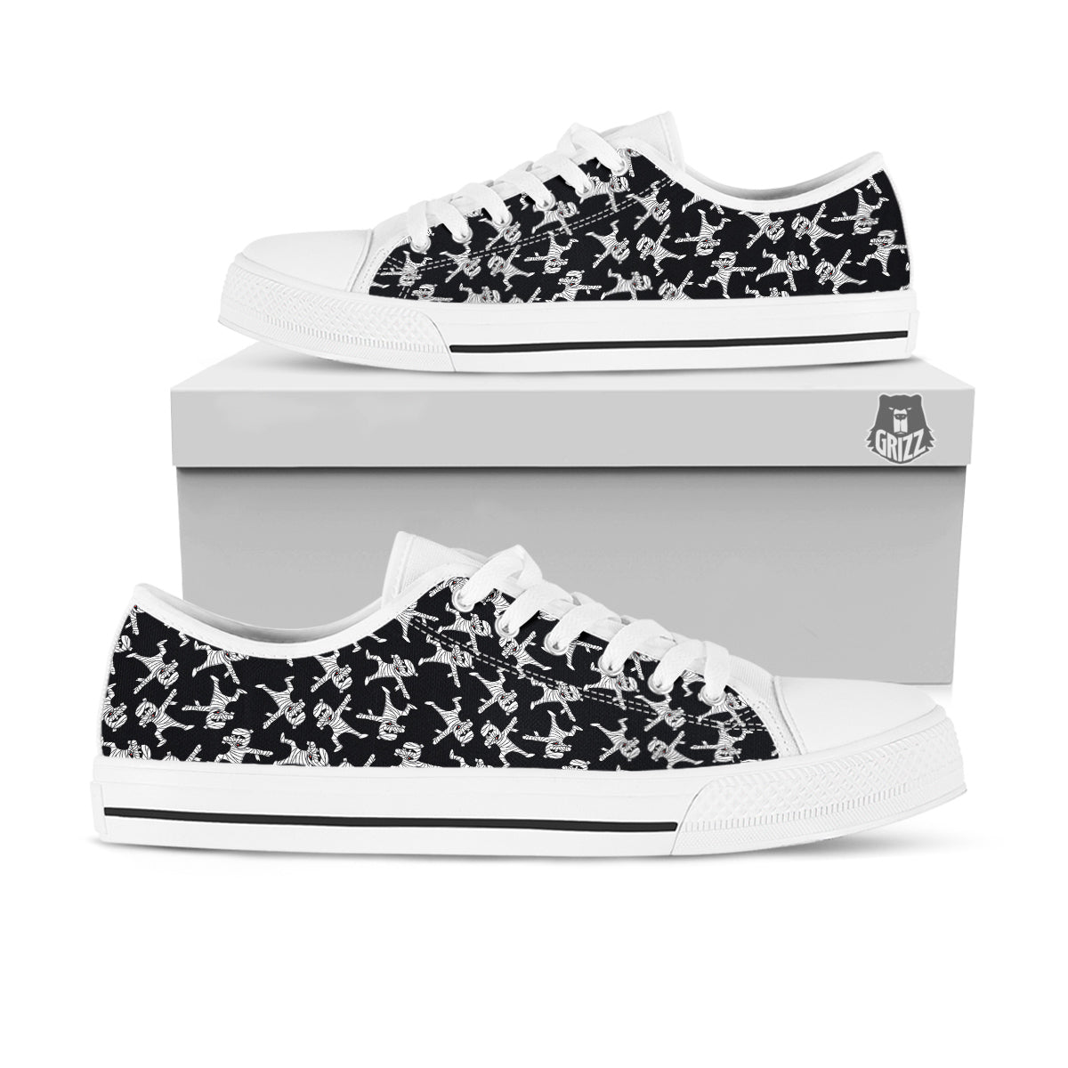 Mummy Cute Print Pattern White Low Top Shoes-grizzshop