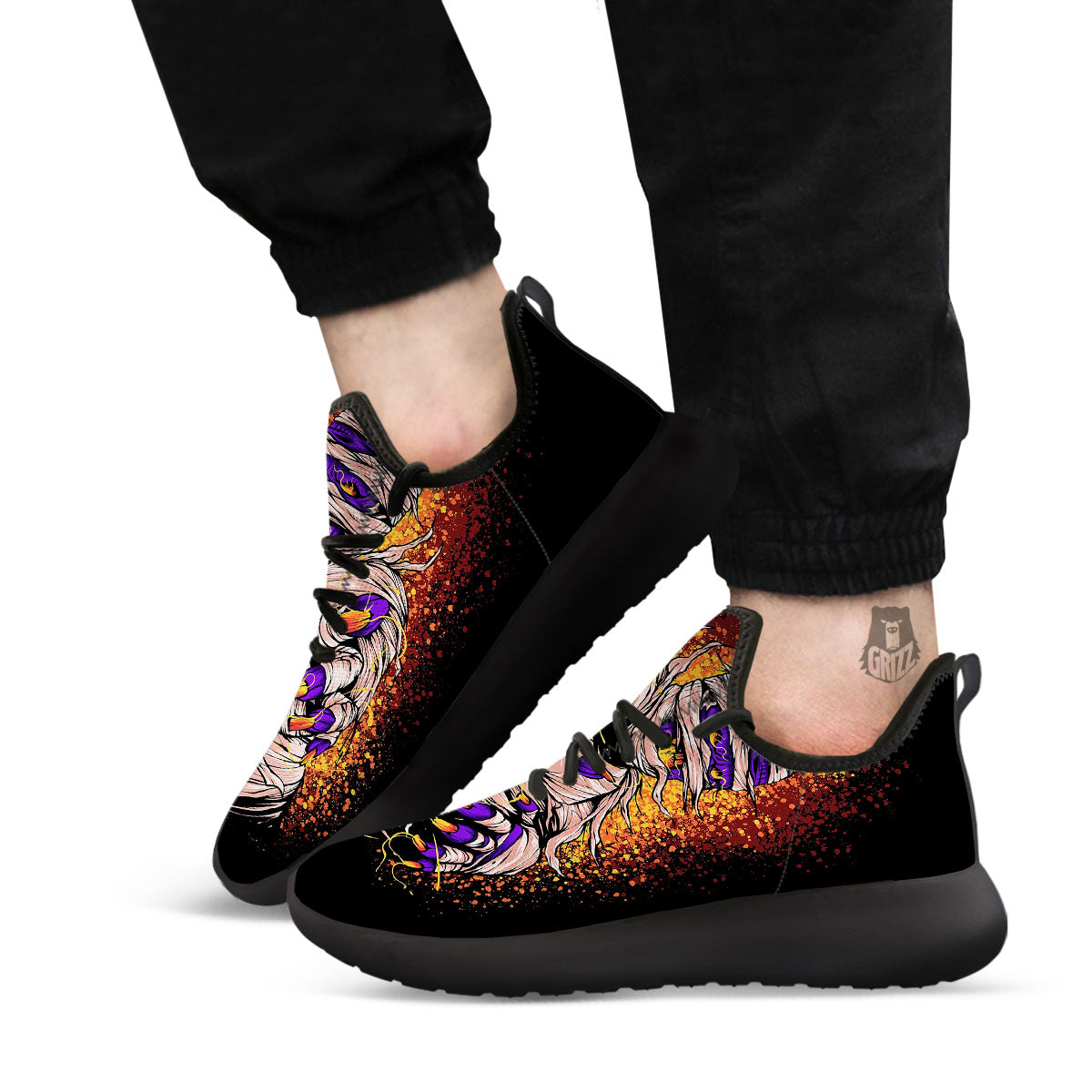 Mummy Halloween Print Black Athletic Shoes-grizzshop