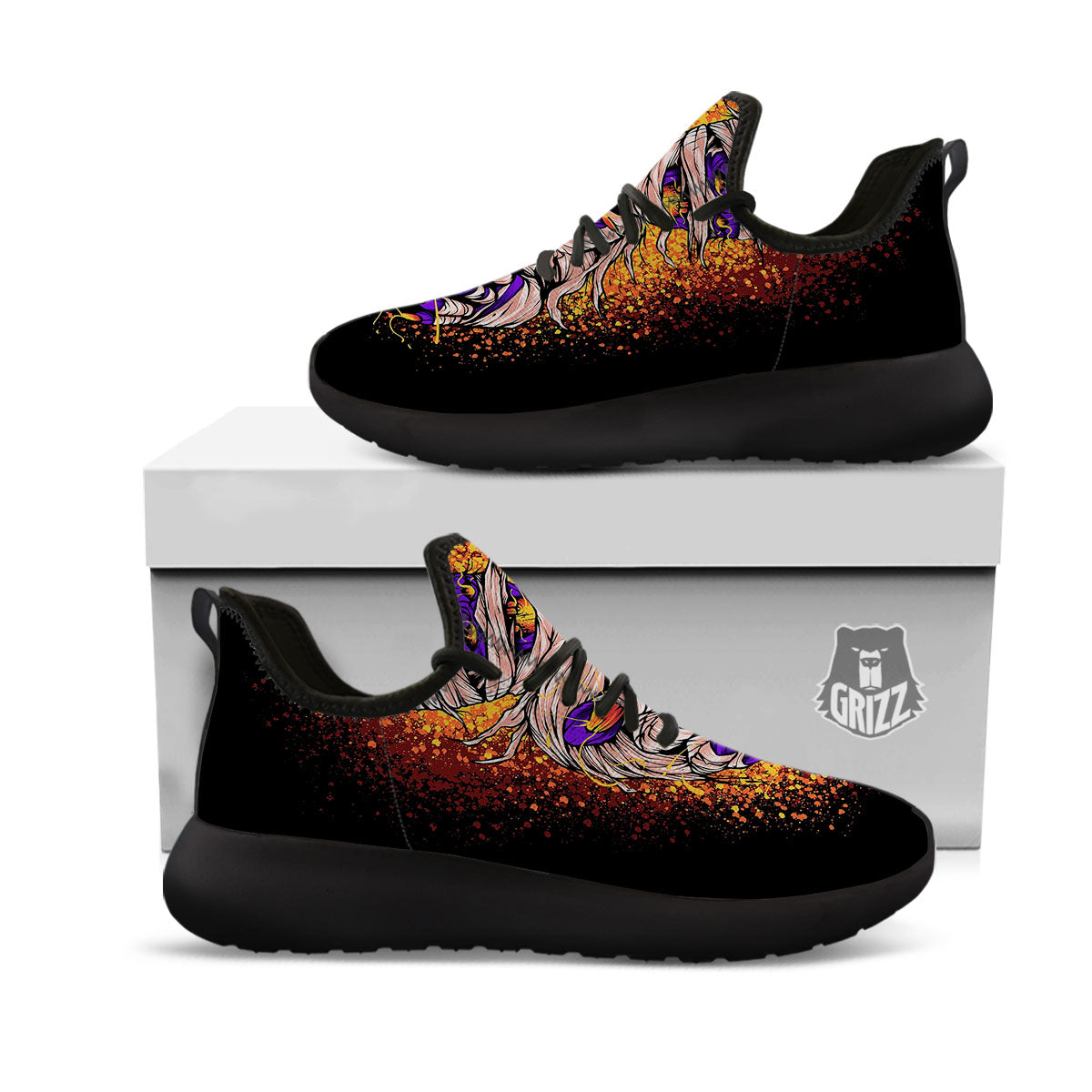 Mummy Halloween Print Black Athletic Shoes-grizzshop