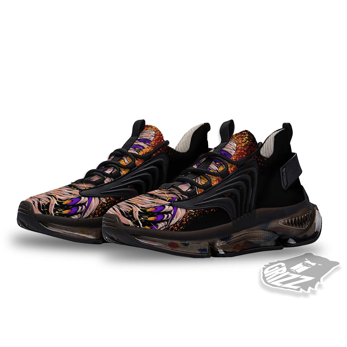 Mummy Halloween Print Black Gym Shoes-grizzshop