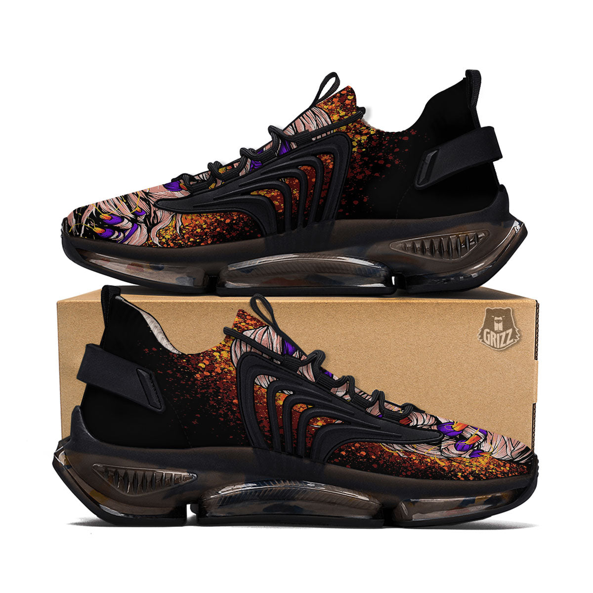 Mummy Halloween Print Black Gym Shoes-grizzshop