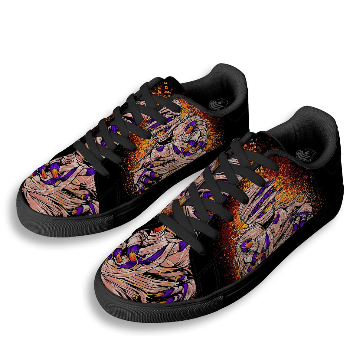 Mummy Halloween Print Black Low Top Sneakers-grizzshop
