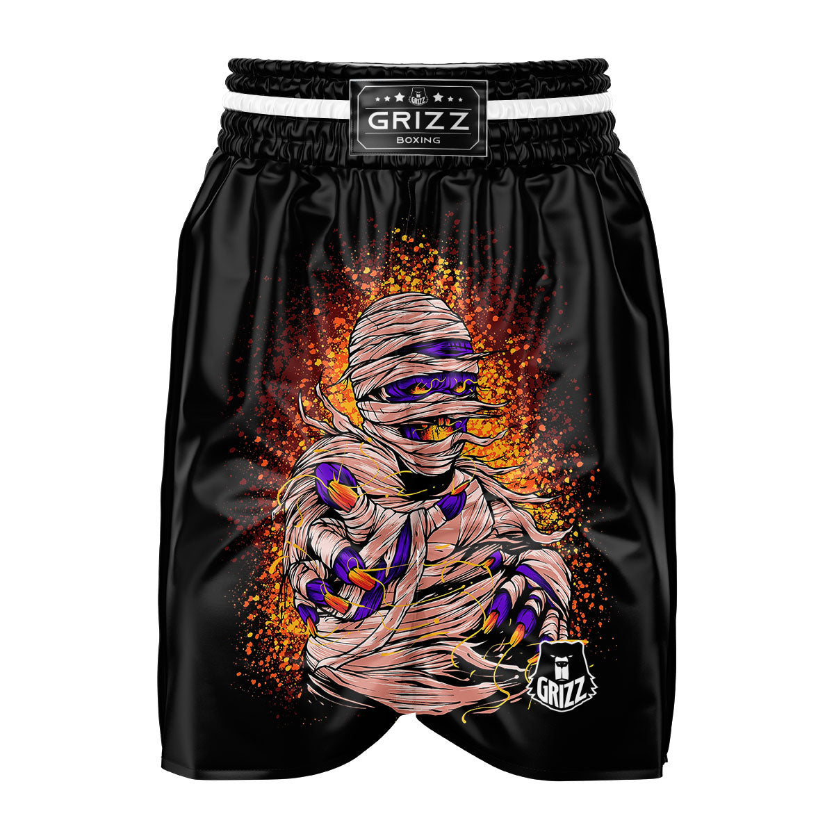 Mummy Halloween Print Boxing Shorts-grizzshop