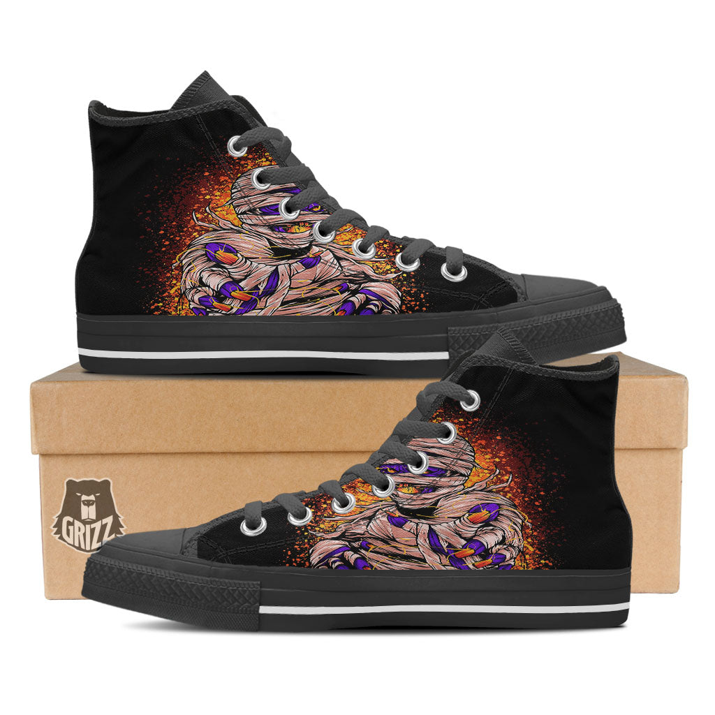 Mummy Halloween Print High Top Shoes-grizzshop
