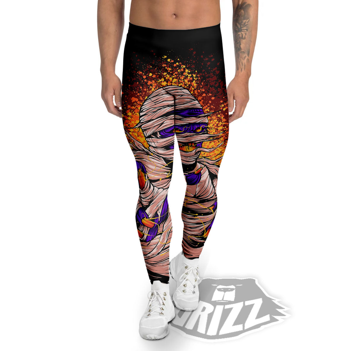 Mummy Halloween Print Men's Leggings-grizzshop
