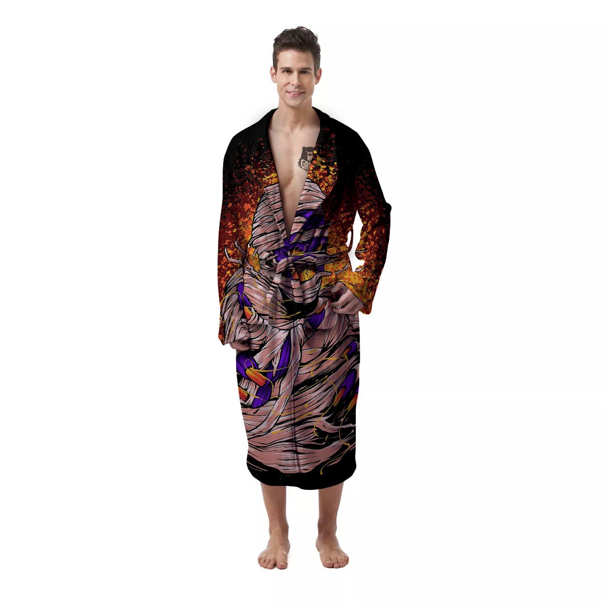 Mummy Halloween Print Men's Robe-grizzshop