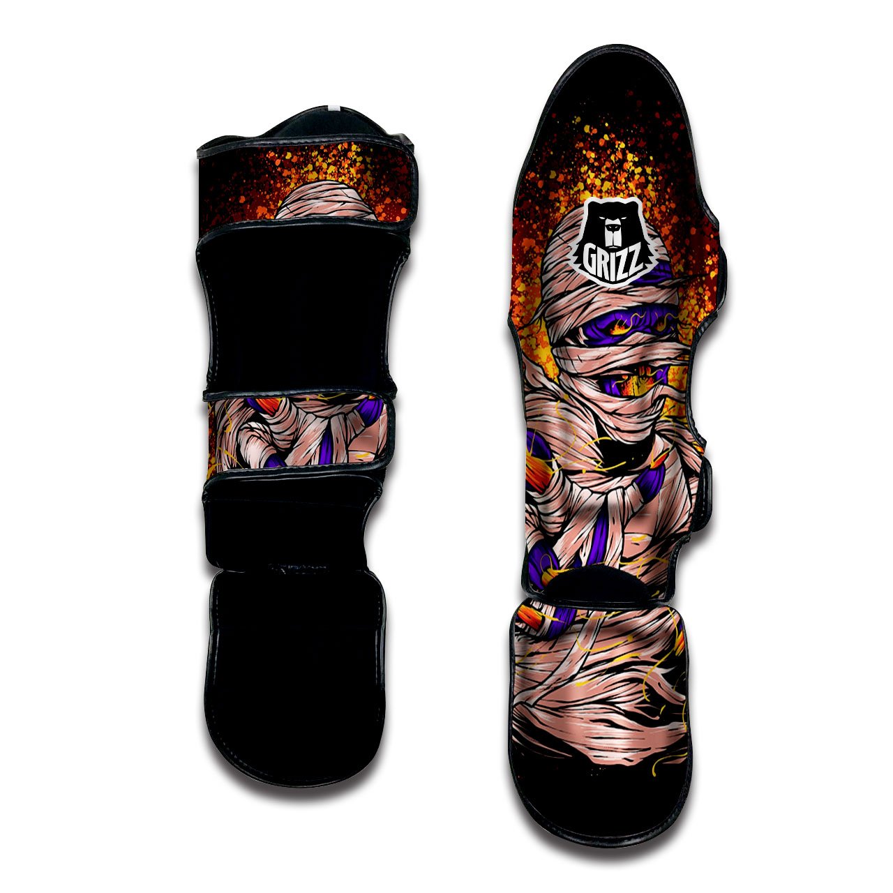 Mummy Halloween Print Muay Thai Shin Guards-grizzshop