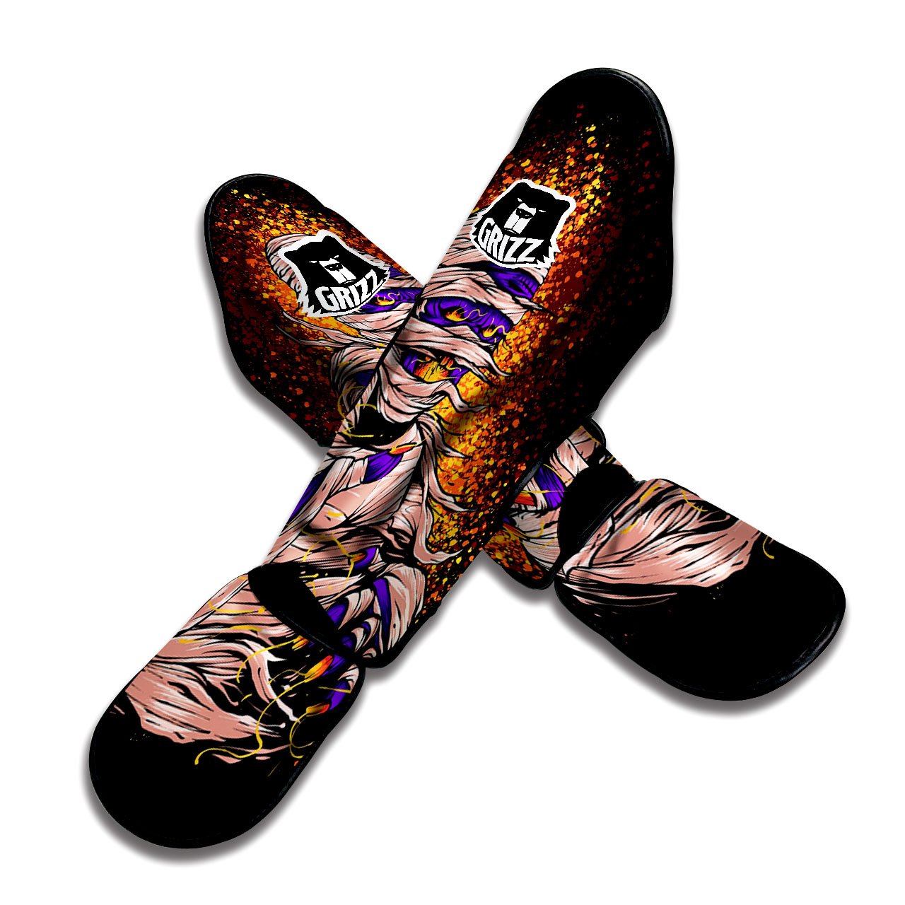 Mummy Halloween Print Muay Thai Shin Guards-grizzshop