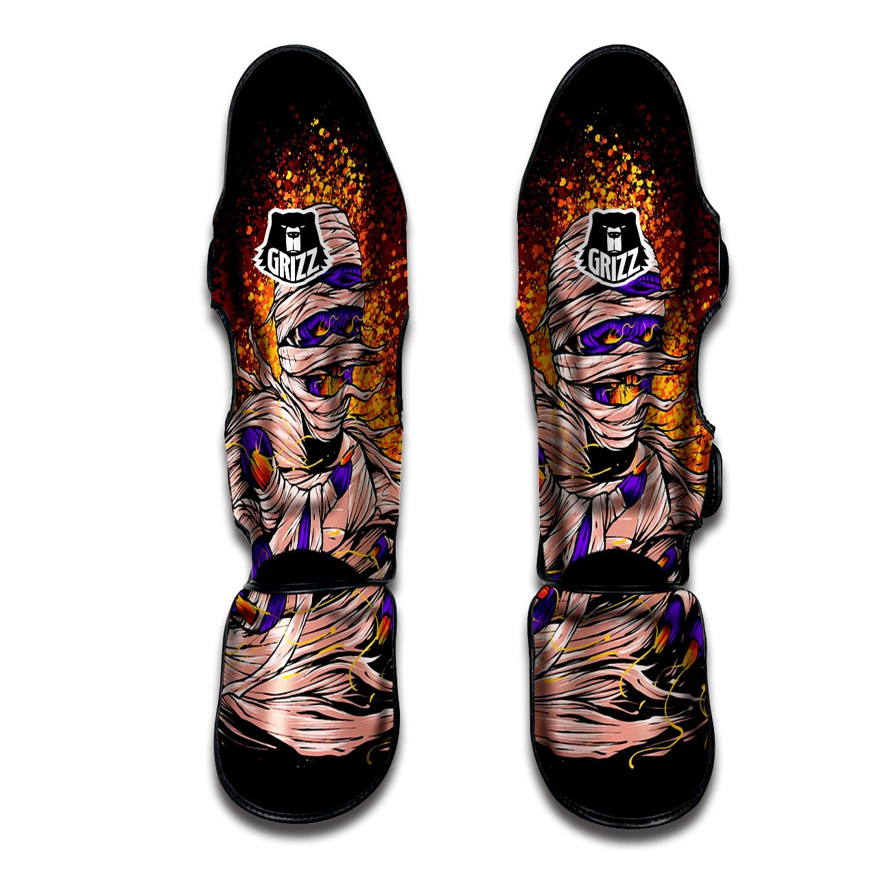 Mummy Halloween Print Muay Thai Shin Guards-grizzshop