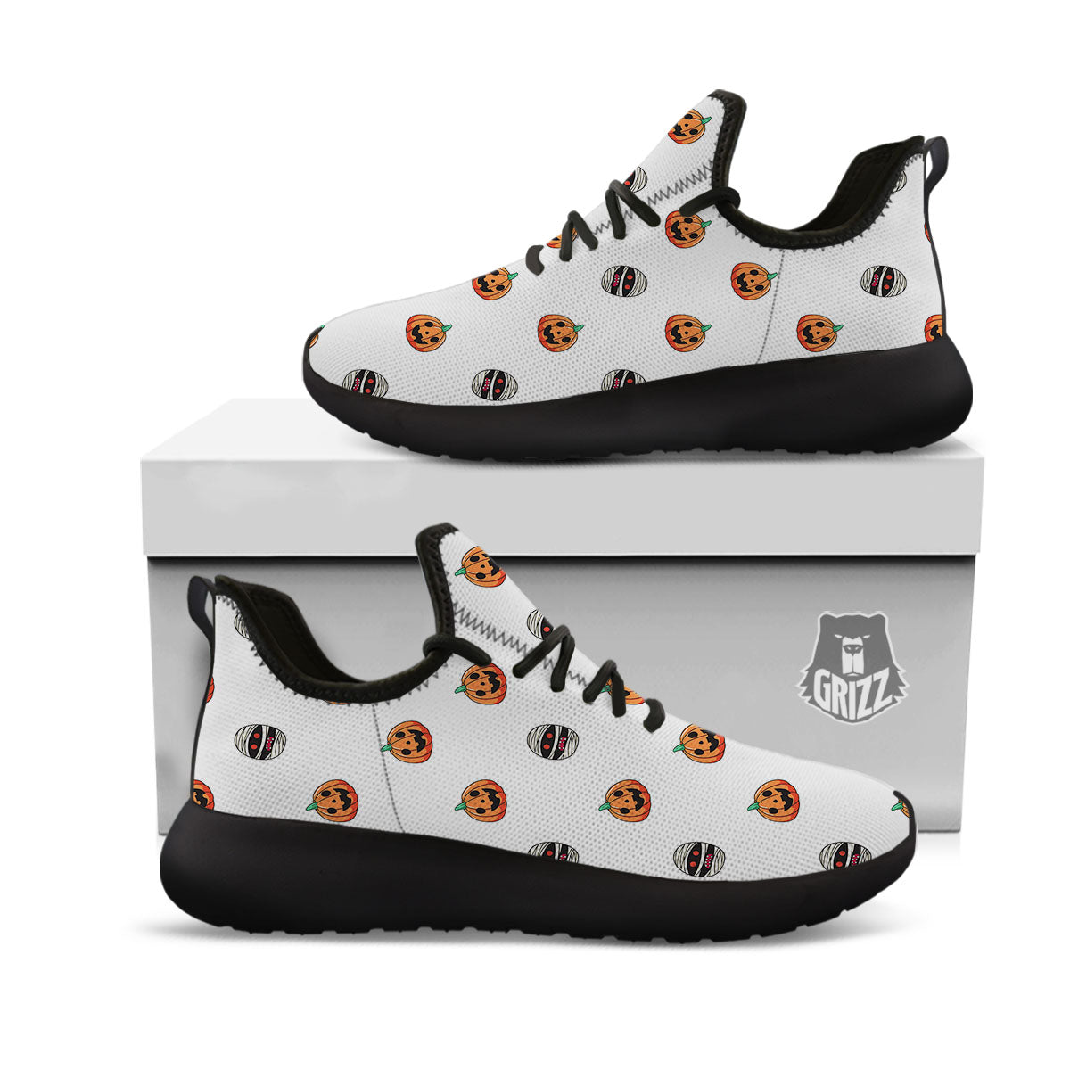 Mummy Halloween Print Pattern Black Athletic Shoes-grizzshop