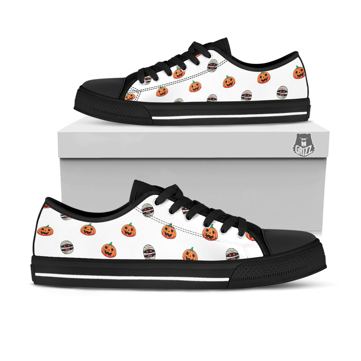Mummy Halloween Print Pattern Black Low Top Shoes-grizzshop