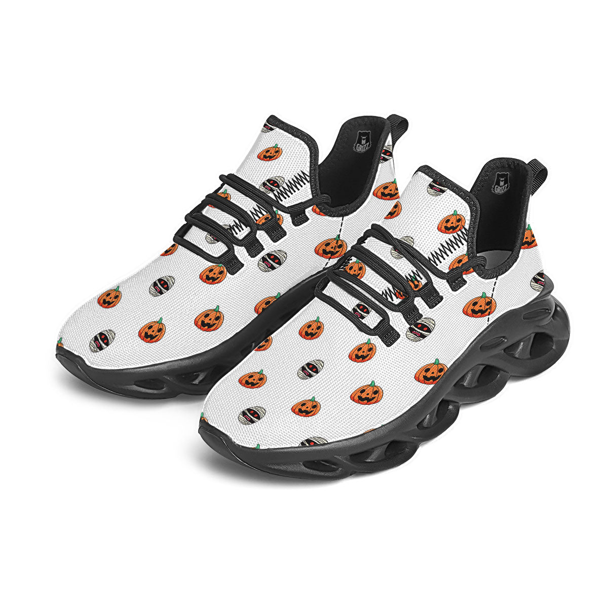 Mummy Halloween Print Pattern Black Running Shoes-grizzshop