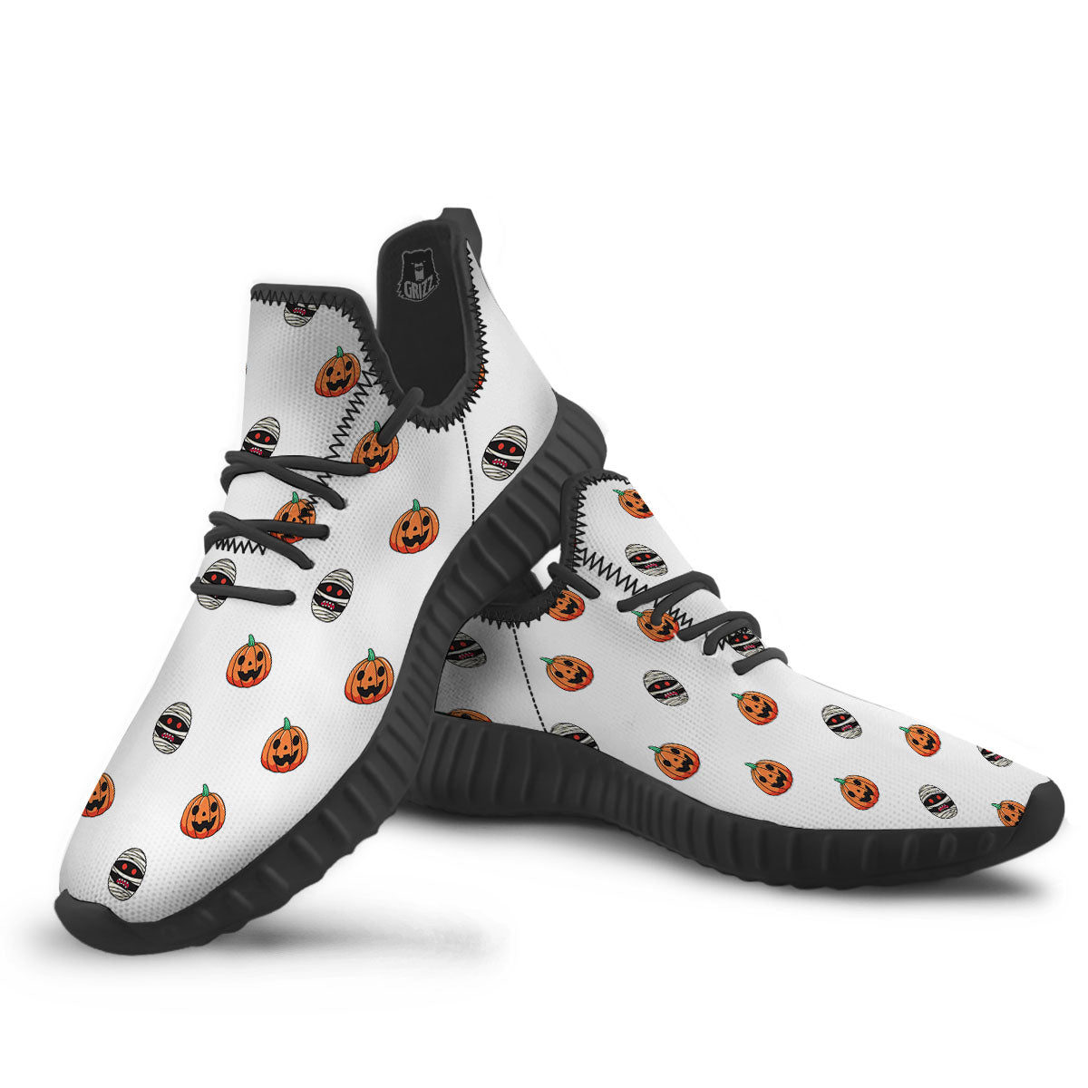 Mummy Halloween Print Pattern Black Walking Shoes-grizzshop