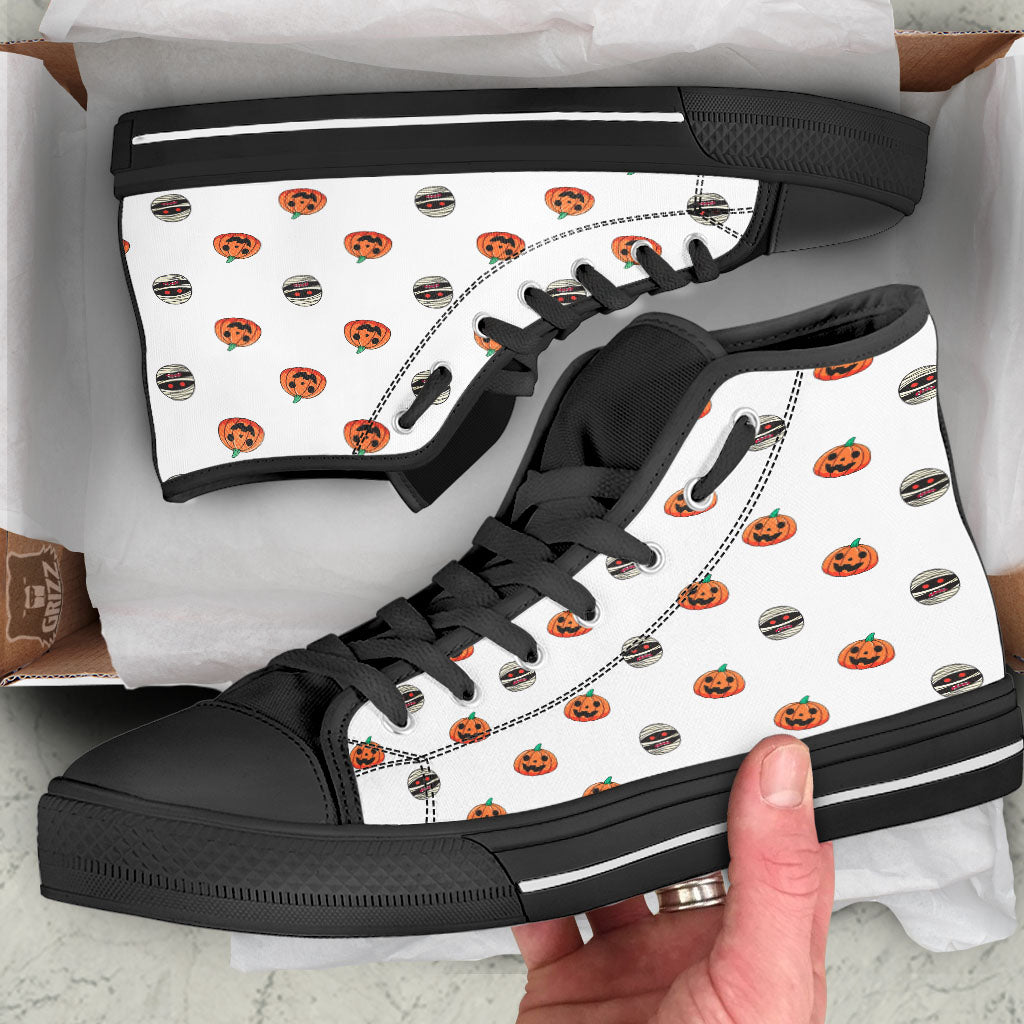 Mummy Halloween Print Pattern High Top Shoes-grizzshop