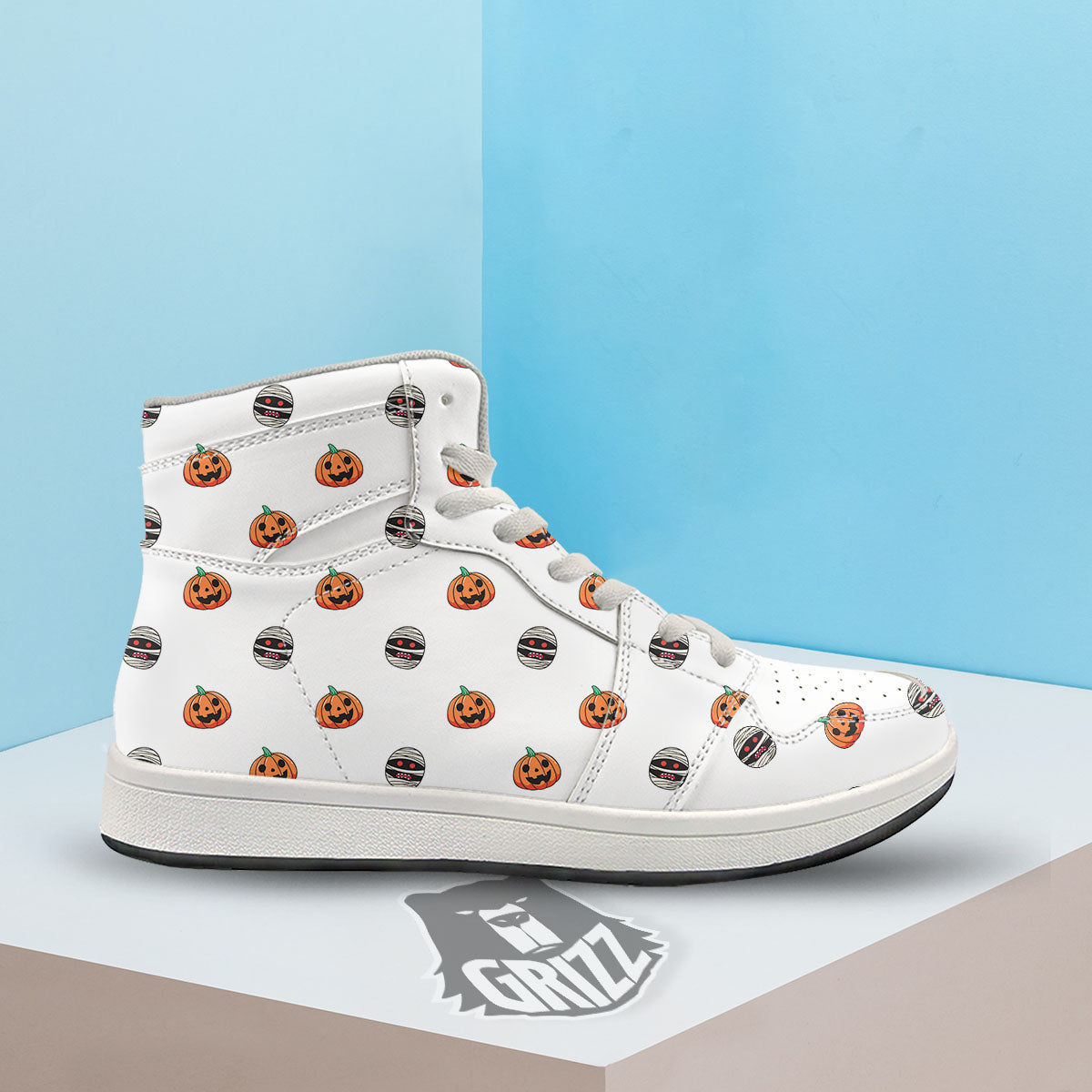 Mummy Halloween Print Pattern High Top Sneakers-grizzshop
