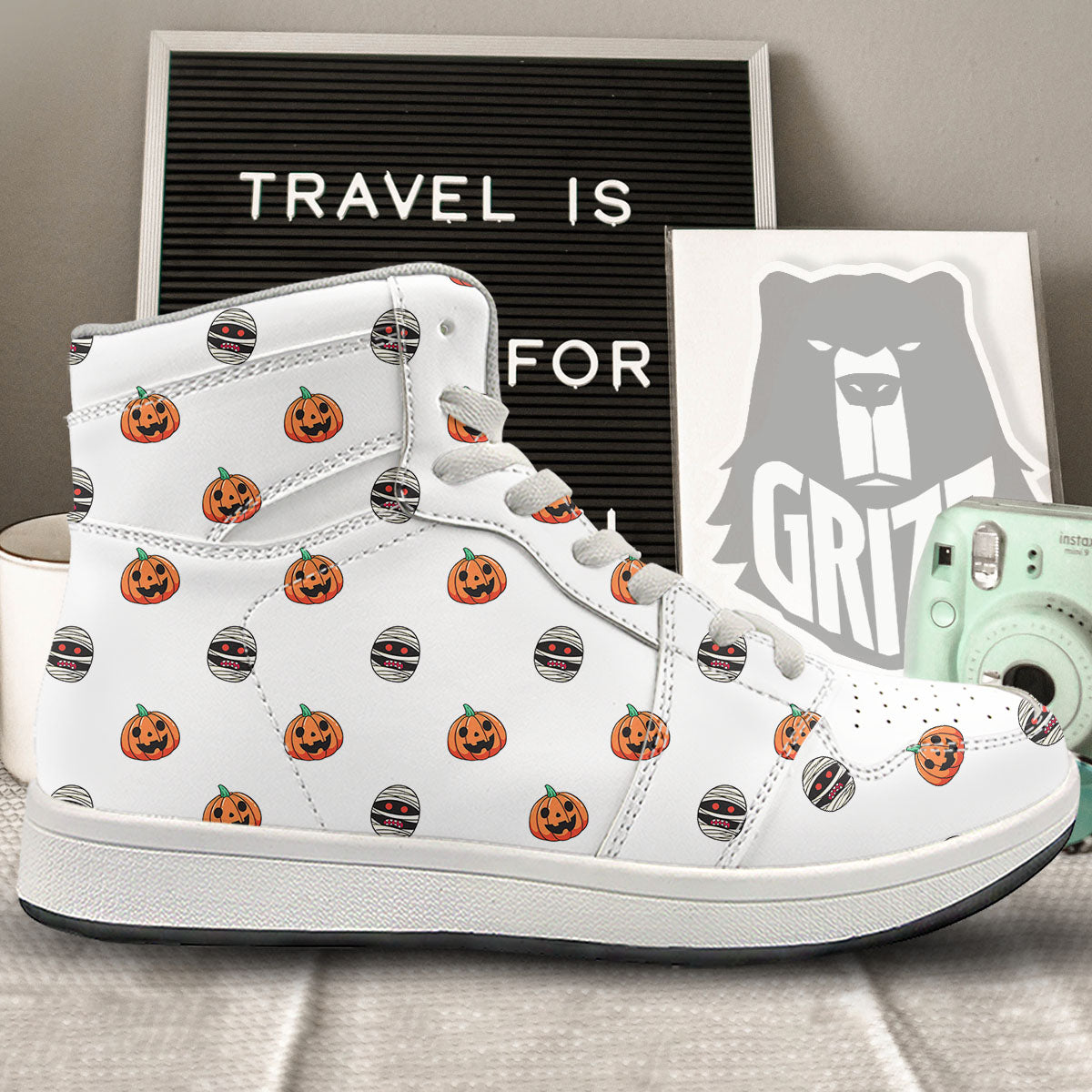 Mummy Halloween Print Pattern High Top Sneakers-grizzshop