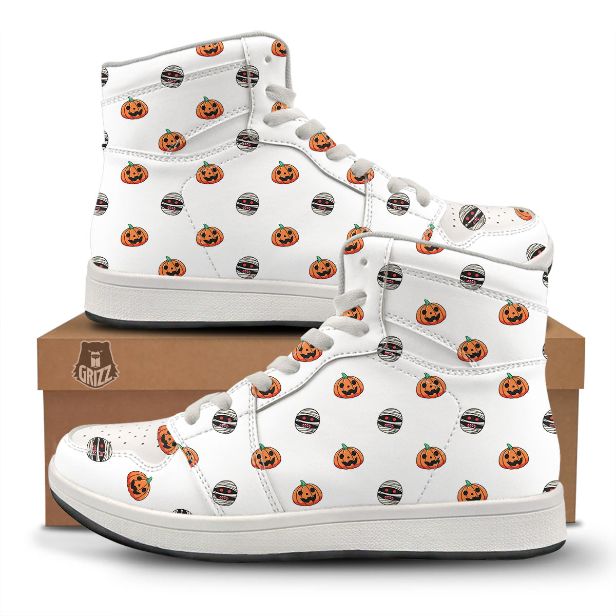Mummy Halloween Print Pattern High Top Sneakers-grizzshop