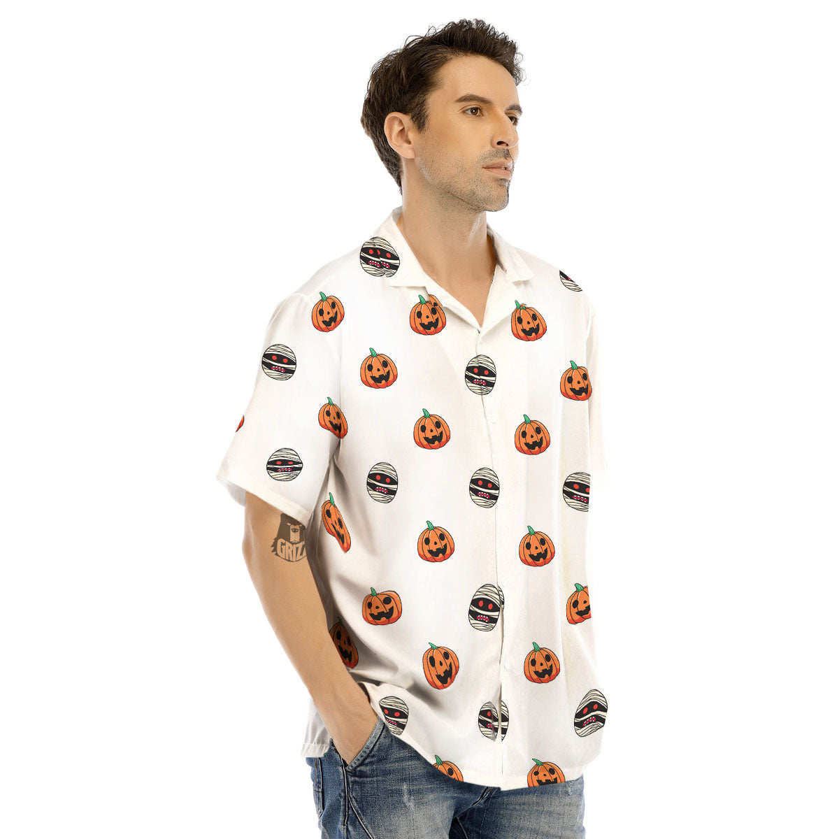 Mummy Halloween Print Pattern Men's Hawaiian Shirt-grizzshop