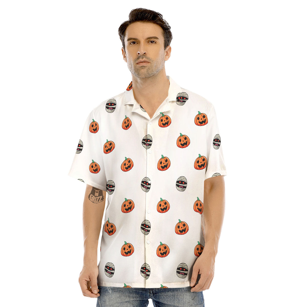 Mummy Halloween Print Pattern Men's Hawaiian Shirt-grizzshop
