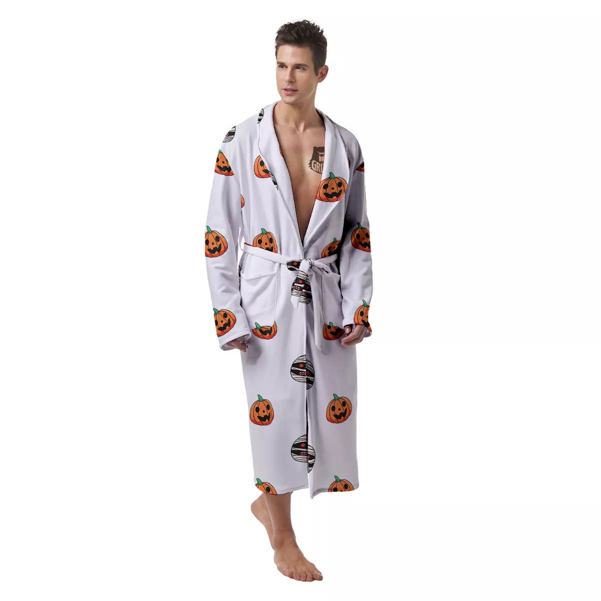Mummy Halloween Print Pattern Men's Robe-grizzshop