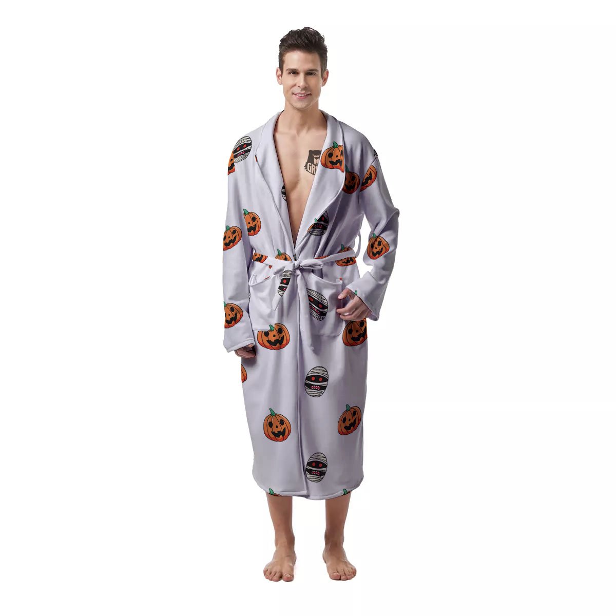Mummy Halloween Print Pattern Men's Robe-grizzshop