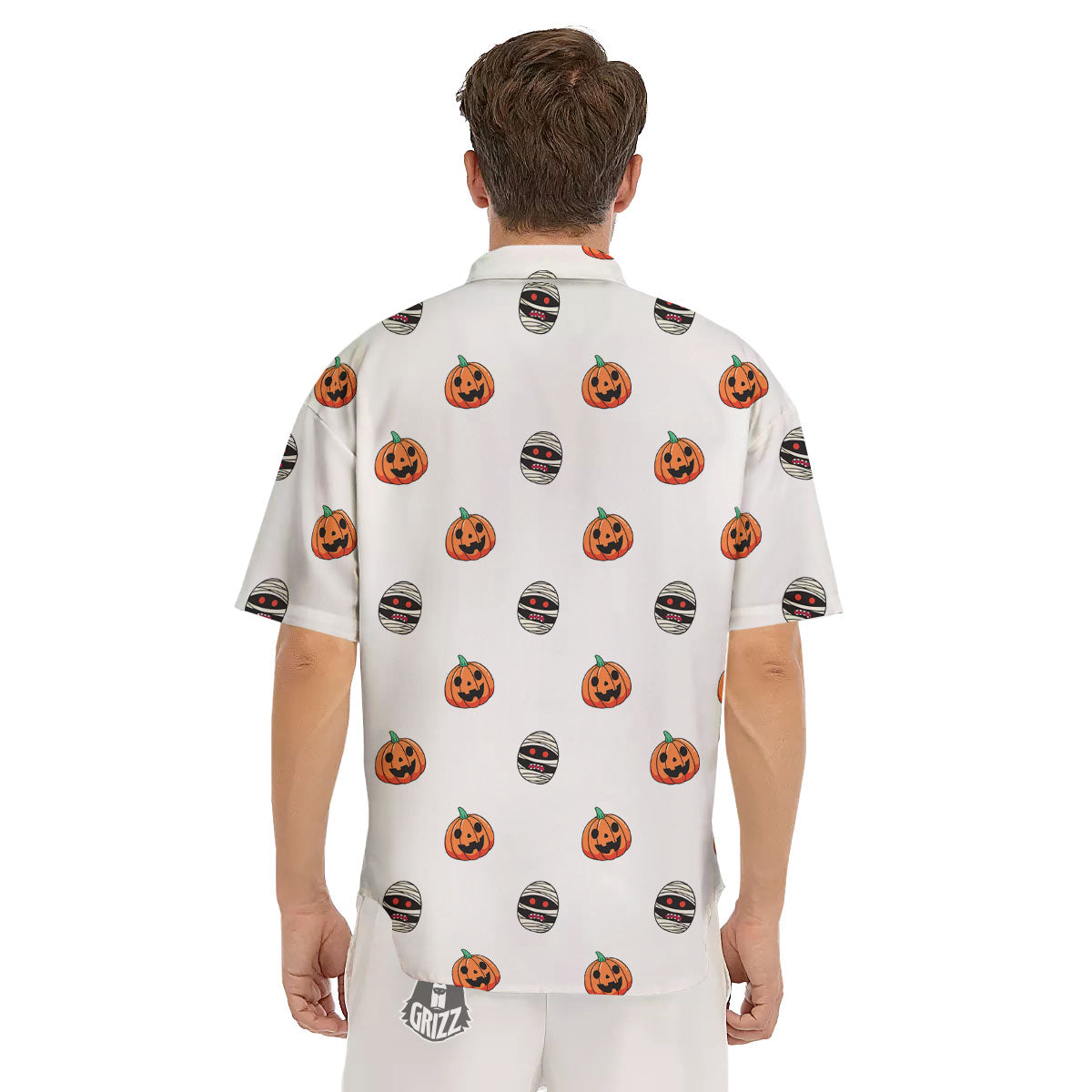 Mummy Halloween Print Pattern Men's Short Sleeve Shirts-grizzshop