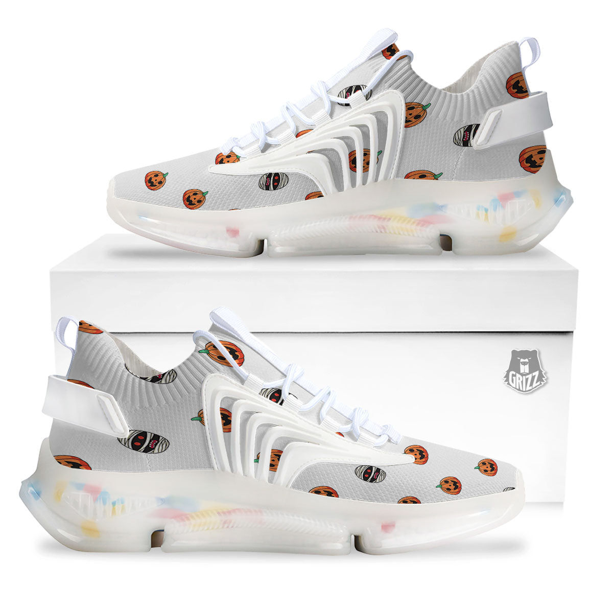 Mummy Halloween Print Pattern White Gym Shoes-grizzshop