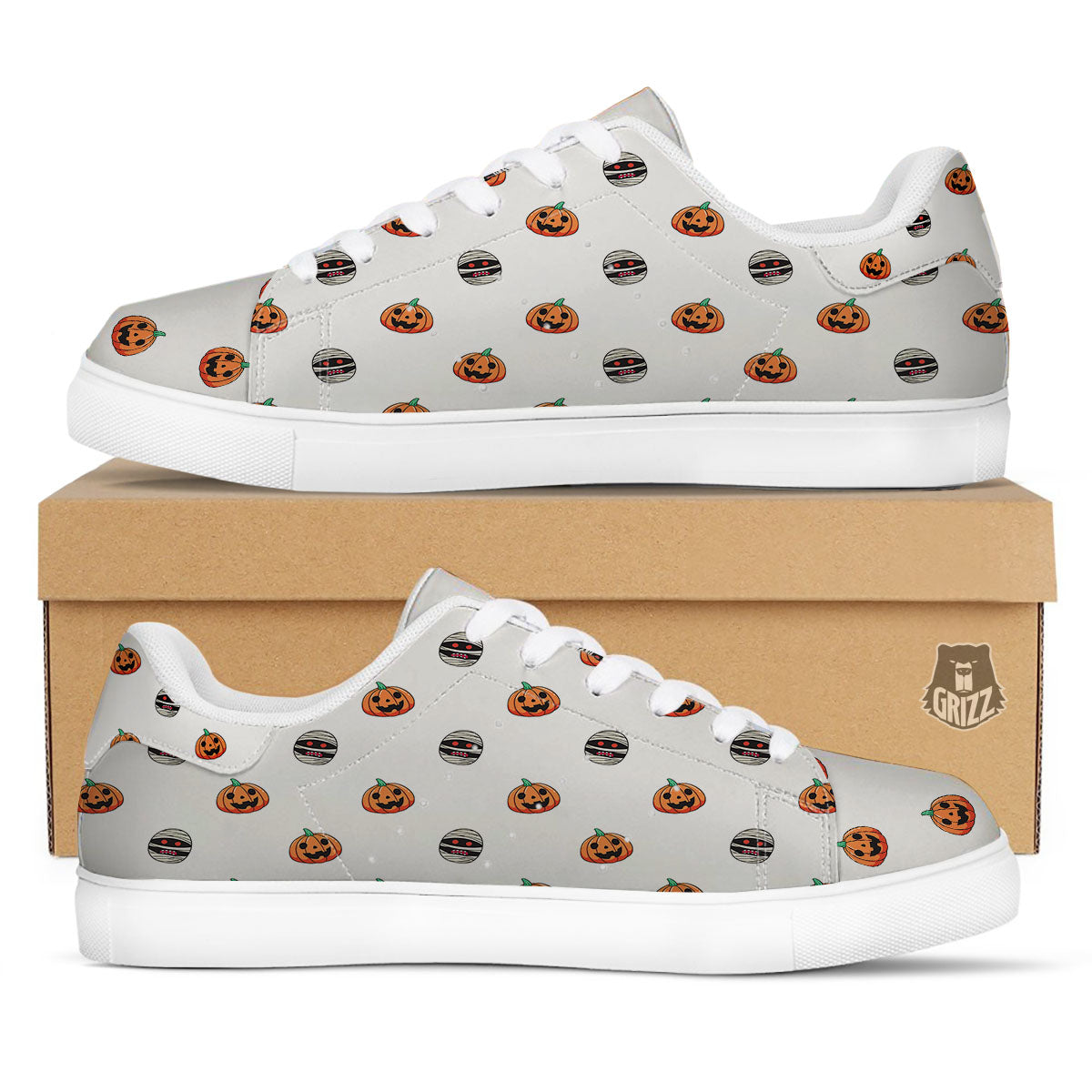Mummy Halloween Print Pattern White Low Top Sneakers-grizzshop