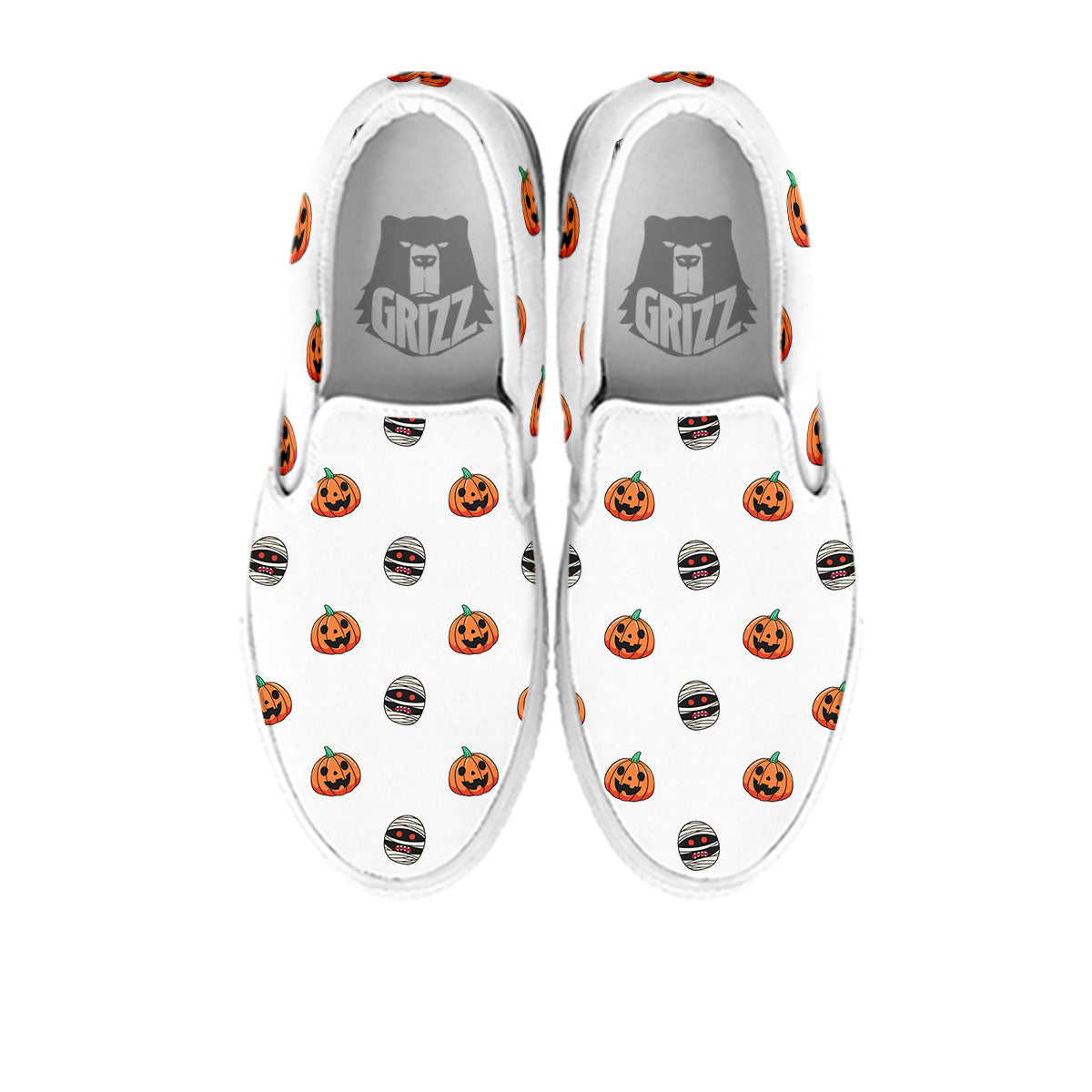 Mummy Halloween Print Pattern White Slip On Shoes-grizzshop