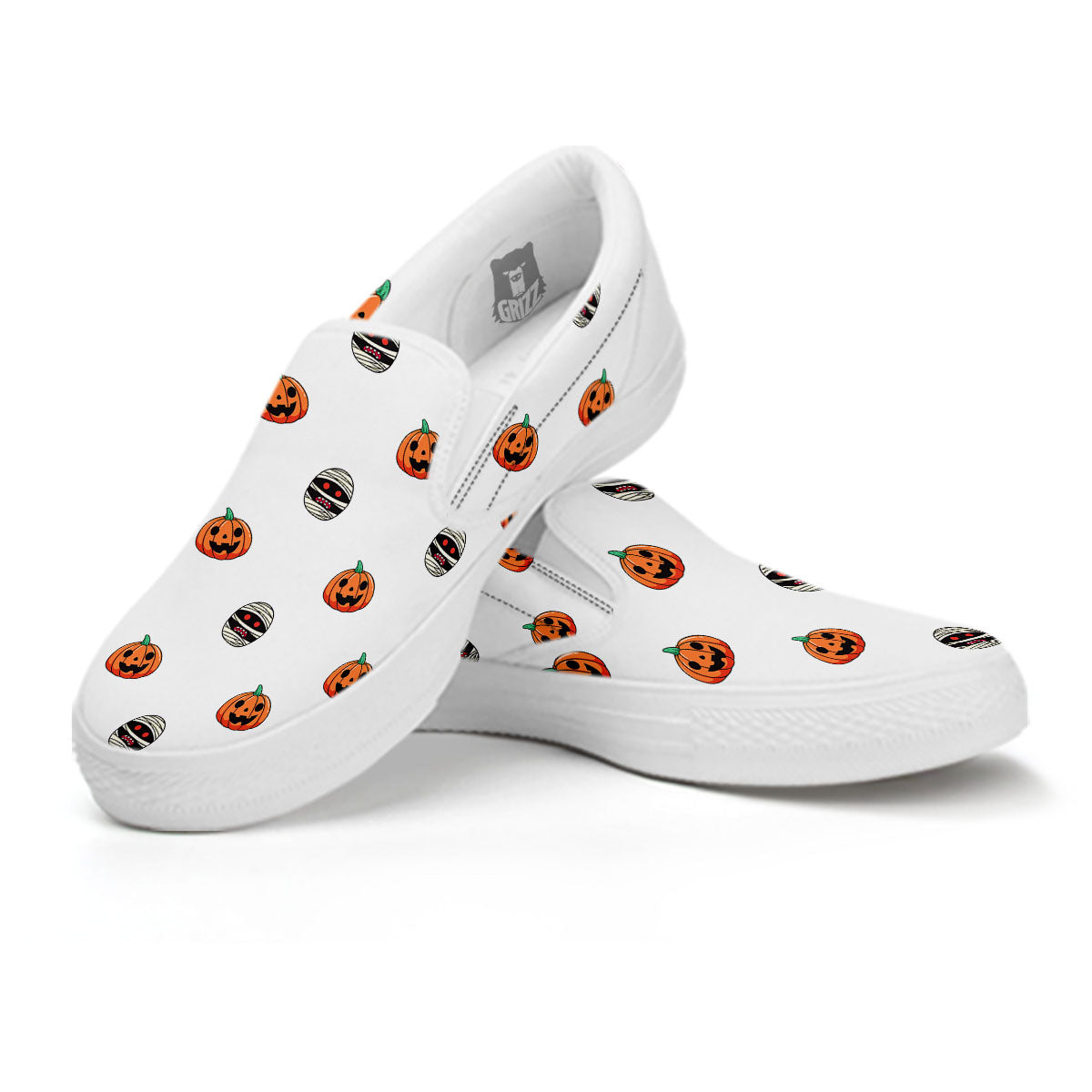 Mummy Halloween Print Pattern White Slip On Shoes-grizzshop