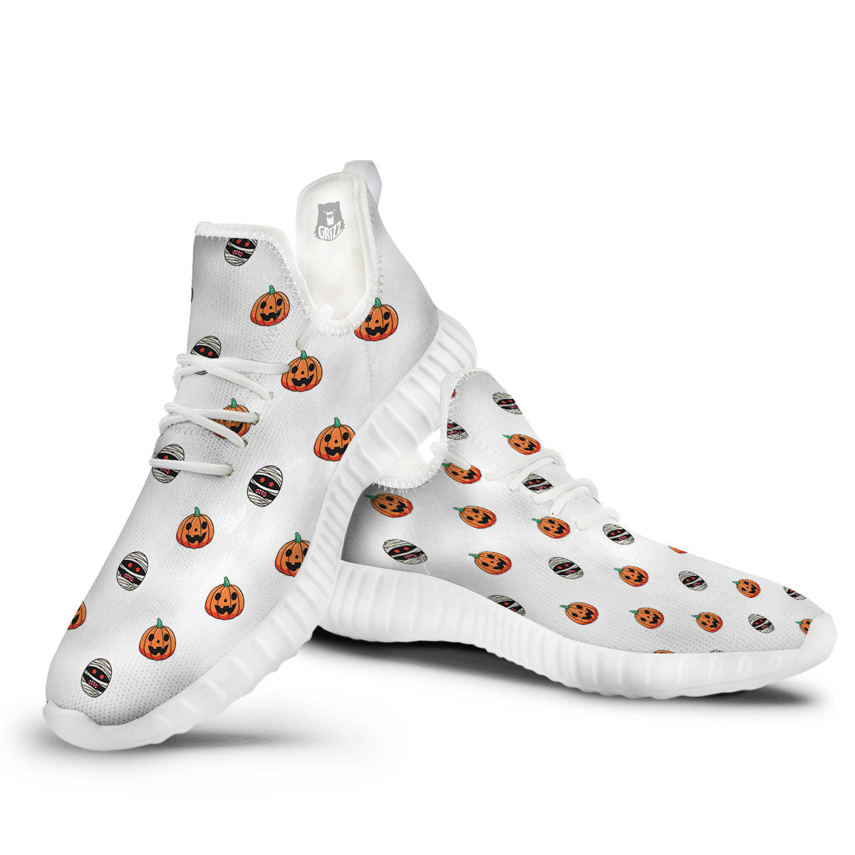Mummy Halloween Print Pattern White Walking Shoes-grizzshop