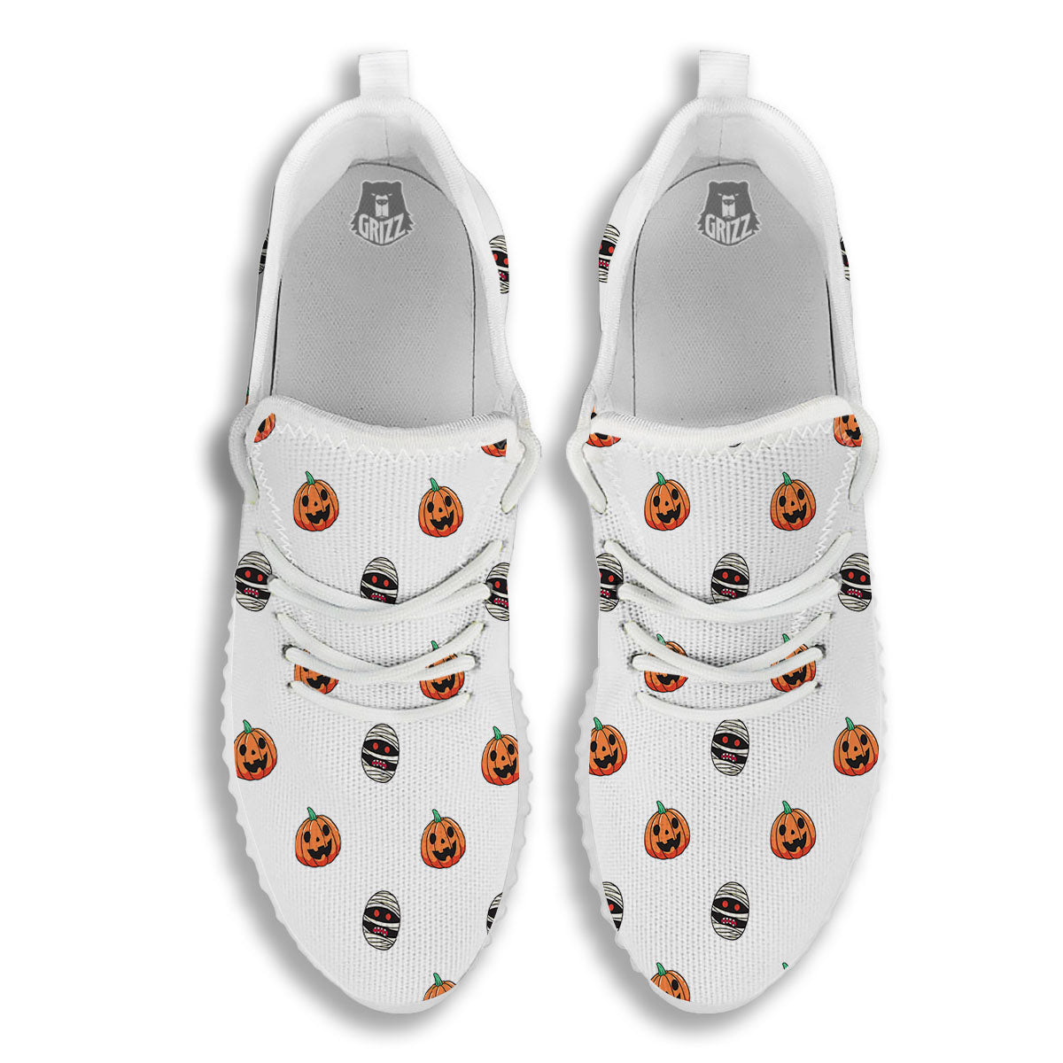 Mummy Halloween Print Pattern White Walking Shoes-grizzshop