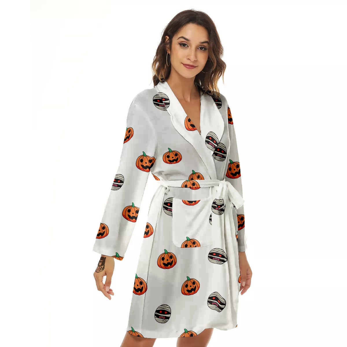 Mummy Halloween Print Pattern Women's Robe-grizzshop