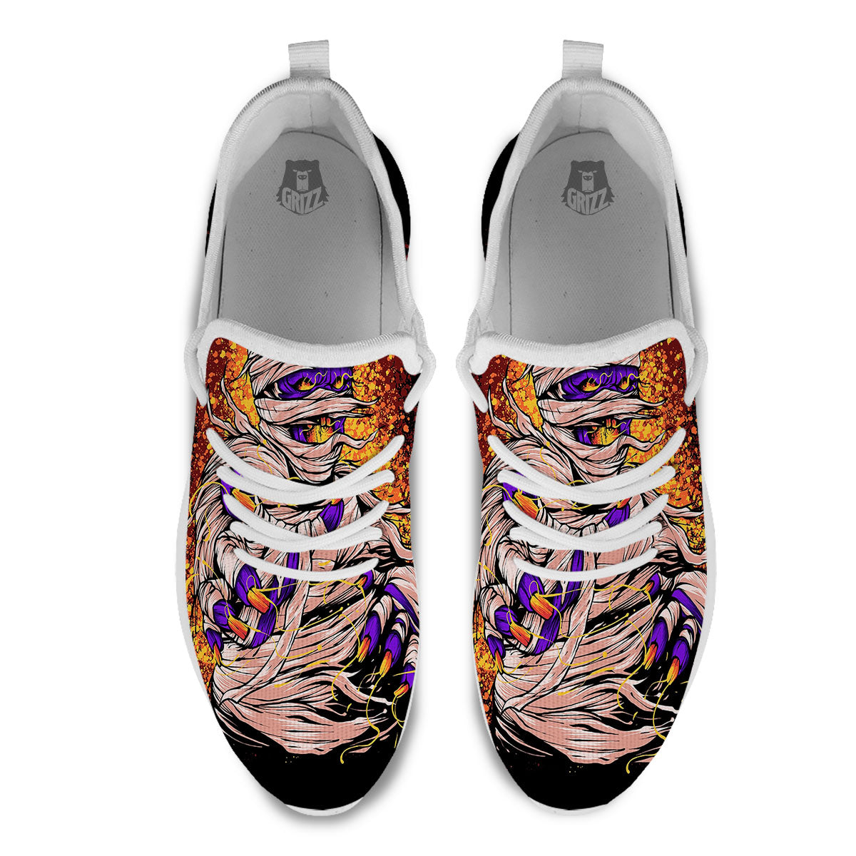 Mummy Halloween Print White Athletic Shoes-grizzshop