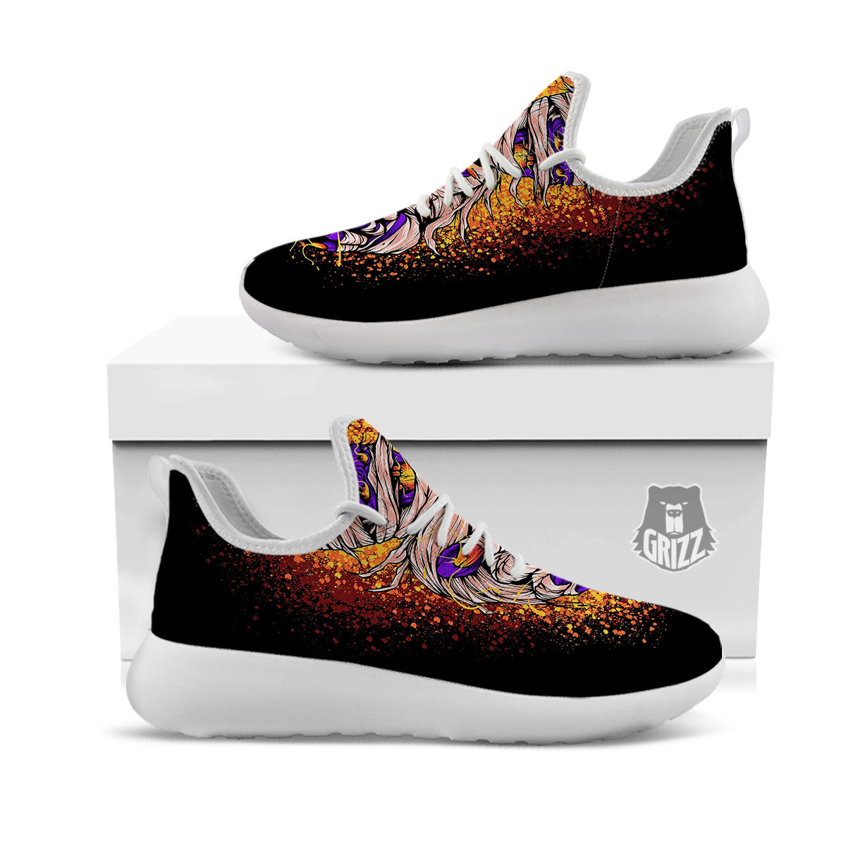 Mummy Halloween Print White Athletic Shoes-grizzshop