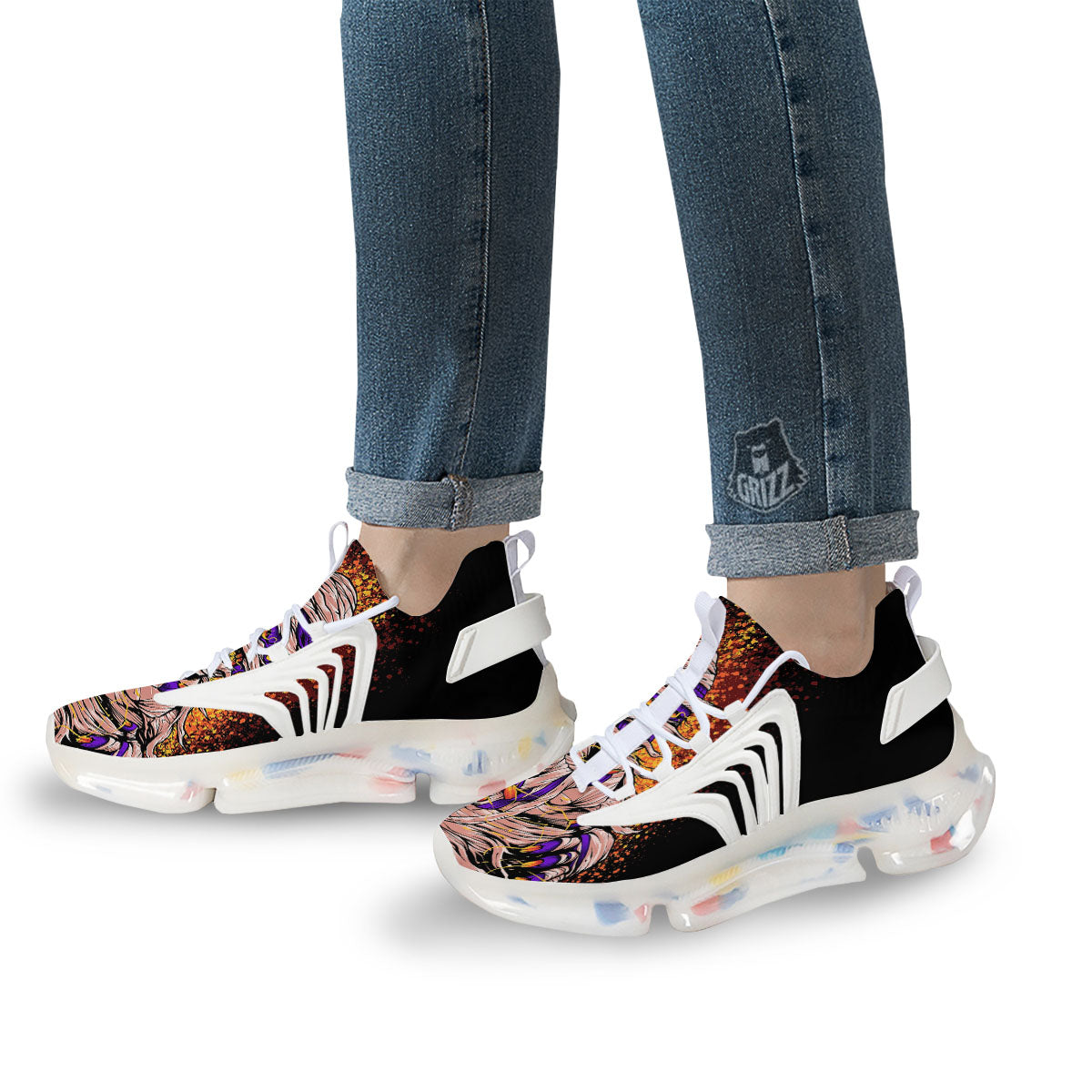 Mummy Halloween Print White Gym Shoes-grizzshop