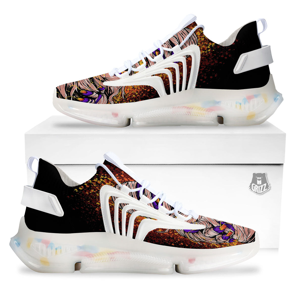 Mummy Halloween Print White Gym Shoes-grizzshop