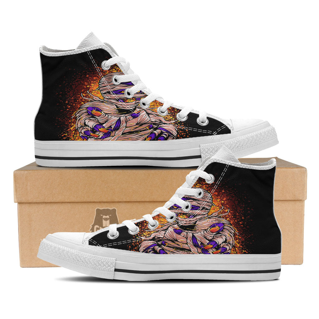Mummy Halloween Print White High Top Shoes-grizzshop