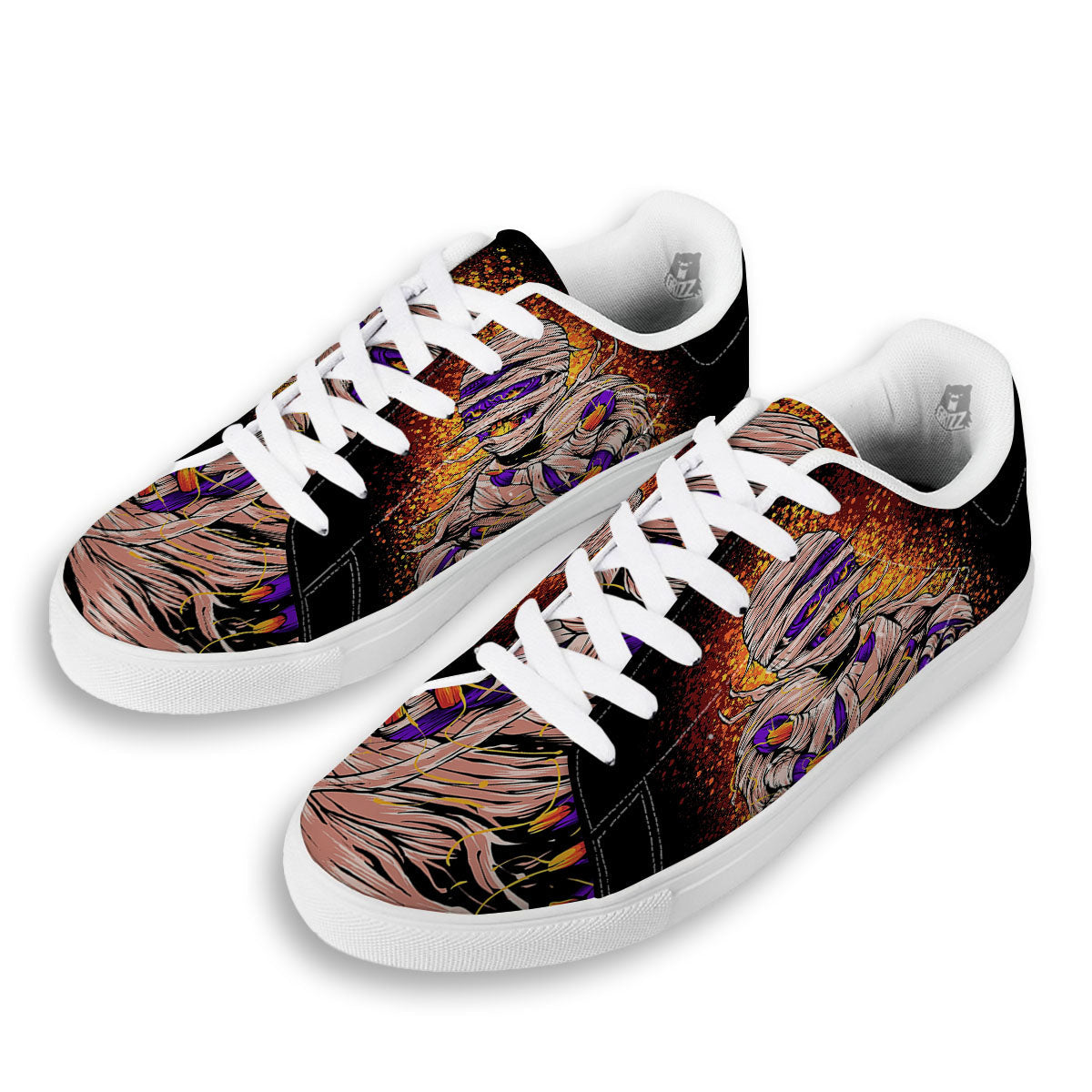 Mummy Halloween Print White Low Top Sneakers-grizzshop