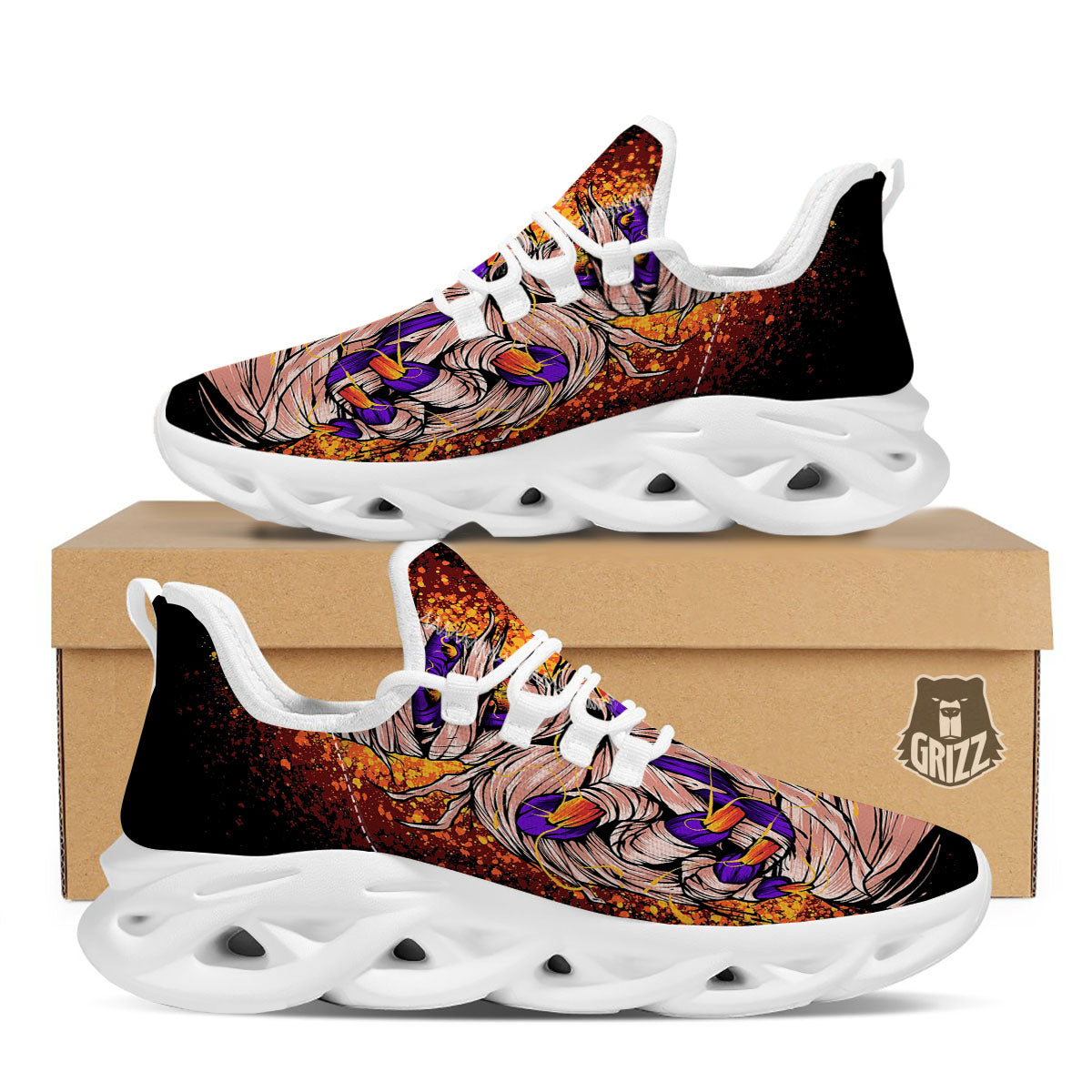 Mummy Halloween Print White Running Shoes-grizzshop
