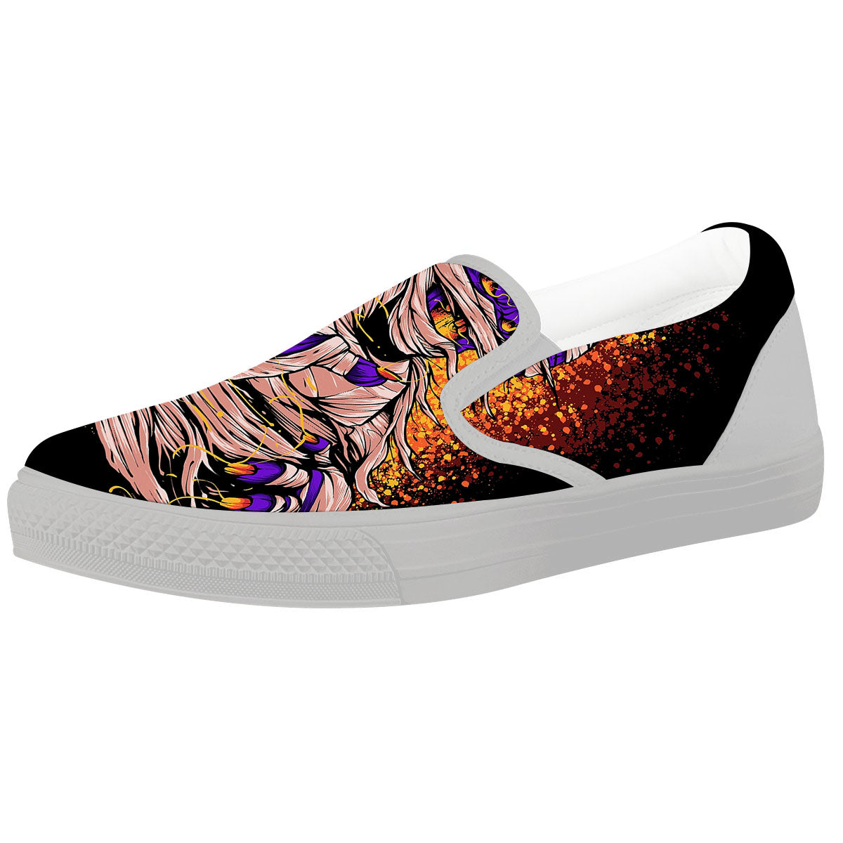 Mummy Halloween Print White Slip On Shoes-grizzshop