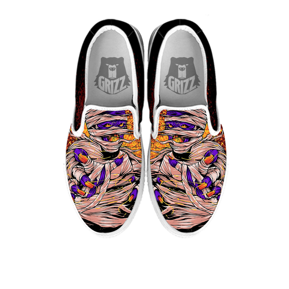Mummy Halloween Print White Slip On Shoes-grizzshop