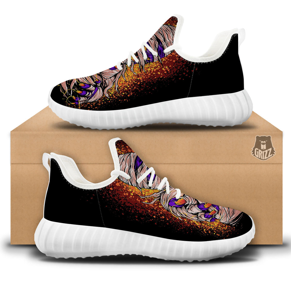 Mummy Halloween Print White Walking Shoes-grizzshop