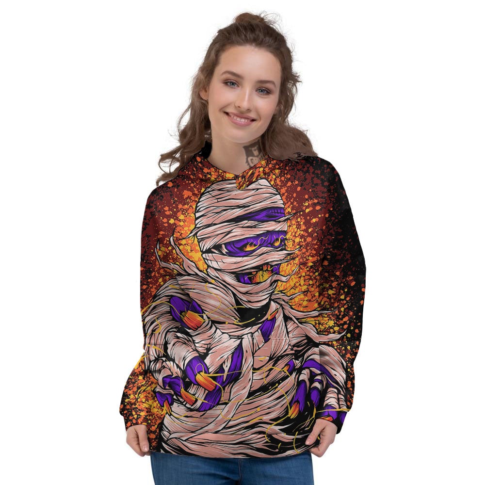 Mummy Halloween Print Women's Hoodie-grizzshop