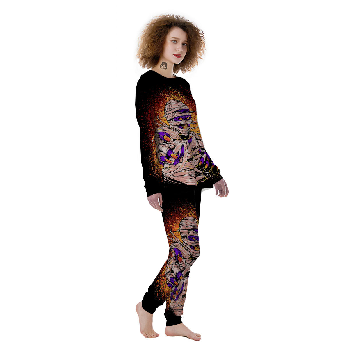 Mummy Halloween Print Women's Pajamas-grizzshop