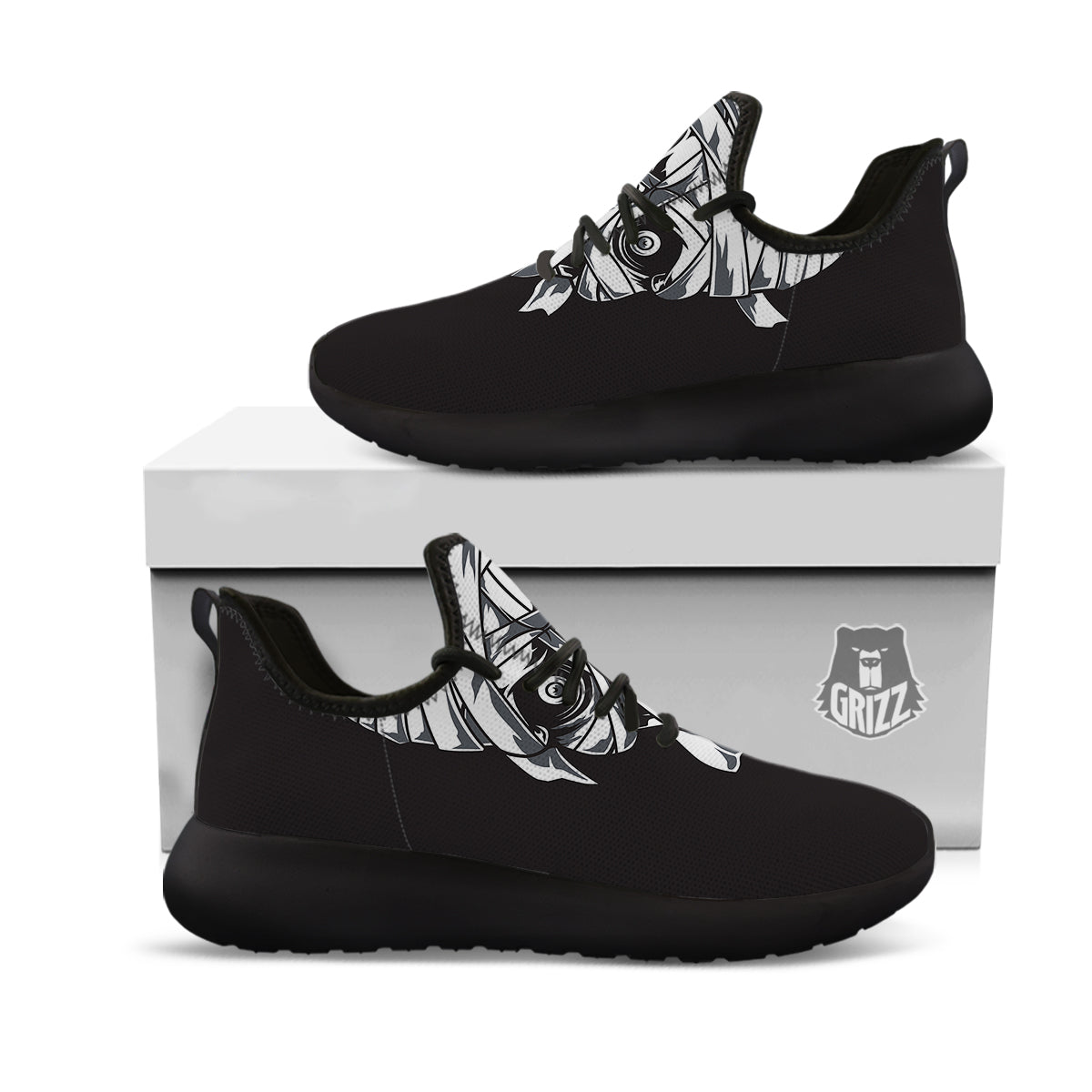 Mummy Head Print Black Athletic Shoes-grizzshop
